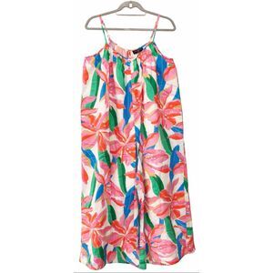 Layne Bryant womens 2xl long jumpsuit romper wide leg hi rise green orange